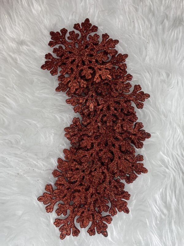 Hópehely karácsonyfadísz, 8 db-os készlet, 8cm, piros - Image 7