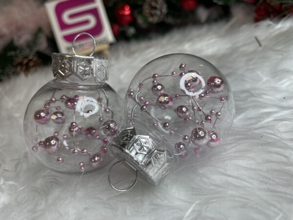 Set globuri de Craciun Inedit, 24 bucati, 5cm, transparente si roz pal - Image 17
