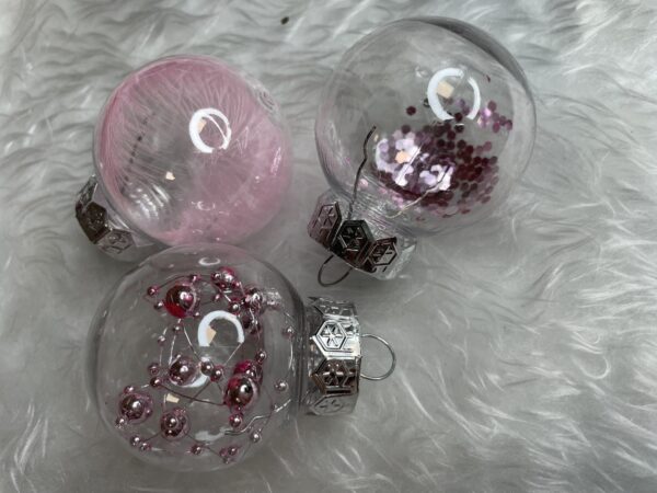 Set globuri de Craciun Inedit, 24 bucati, 5cm, transparente si roz pal - Image 19