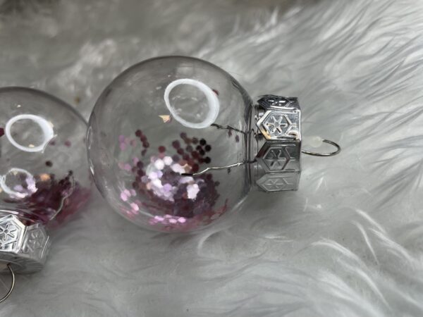 Set globuri de Craciun Inedit, 24 bucati, 5cm, transparente si roz pal - Image 27