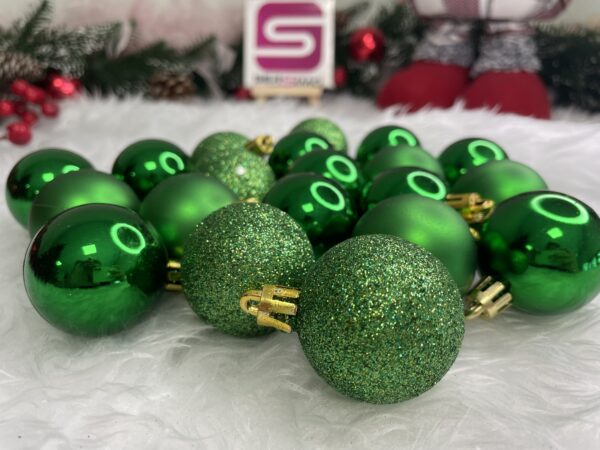 Set globuri de Craciun, 20 bucati, 3 modele, 4cm, verde - Image 10