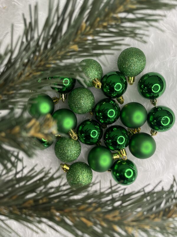 Set globuri de Craciun, 20 bucati, 3 modele, 4cm, verde - Image 11