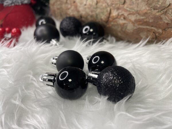 Set globuri de Craciun, 25 bucati, 3 modele, 2,5cm si 4cm, negru - Image 16
