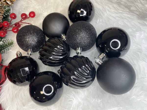 Set globuri de Craciun, 20 bucati, 5 modele, 6cm, negru - Image 15