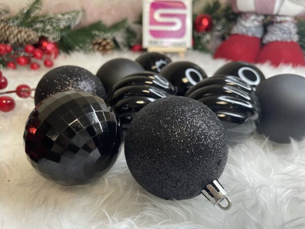Set globuri de Craciun, 20 bucati, 5 modele, 6cm, negru - Image 16
