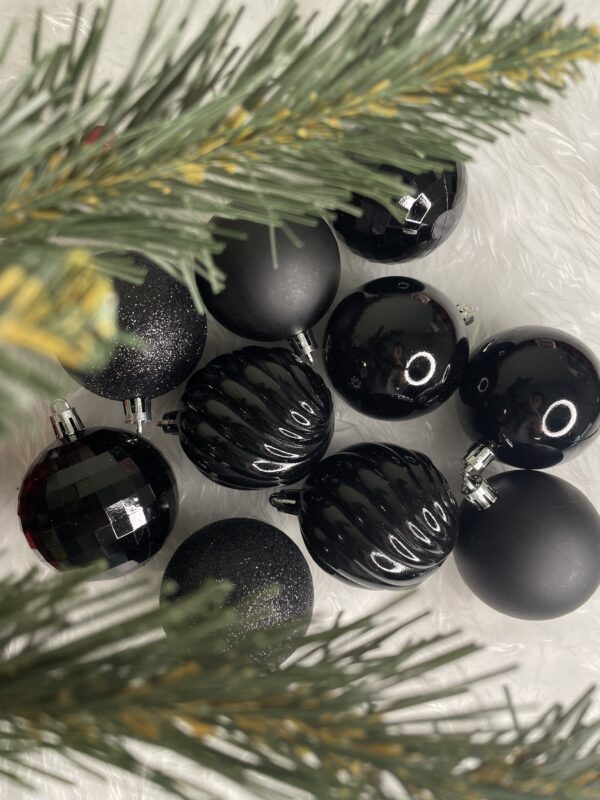 Set globuri de Craciun, 20 bucati, 5 modele, 6cm, negru - Image 17