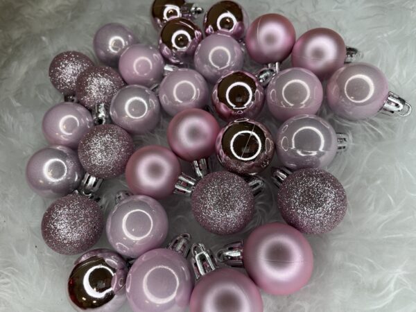 Set globuri de Craciun, 30 bucati, 4 modele, 3cm, roz - Image 18