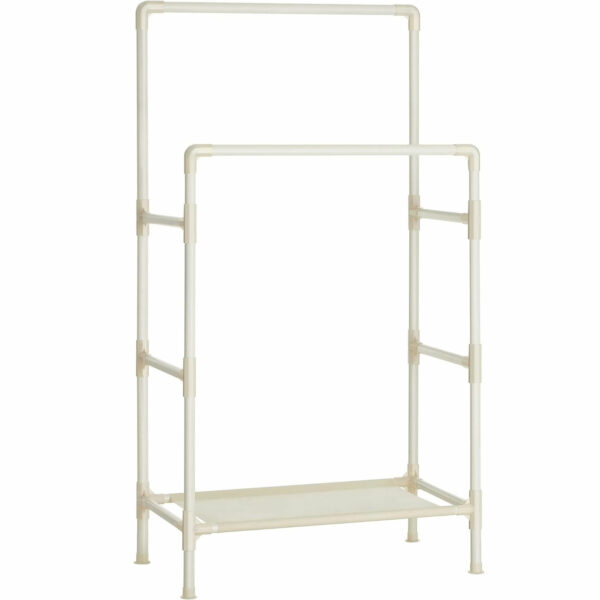 RESIGILAT: SONGMICS Raft de haine din metal, cu 2 bare de haine si 1 raft, maxim 70 kg, industrial, 45x83x157cm, alb