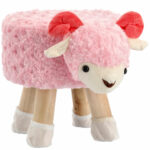 Taburet pentru copii, rotund 28x30cm, lavabil, model oita roz