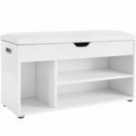 VASAGLE Cipős szekrény paddal, párnázott, 3 rekeszes, teherbírás 150 kg, 30x80x44cm, modern, fehér