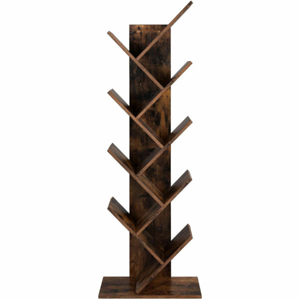 VASAGLE 8 szintes könyvespolc V alakú fapolcokkal, 25x141x50cm, rusztikus barna