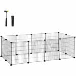 SONGMICS Tarc metalic pentru rozatoare sau alte animale mici, instalare modulara, 143x73x46cm, negru