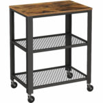 VASAGLE Kerekes tálalókocsi, polcos, konyhába, 40x60x77cm, ipari, rusztikus barna