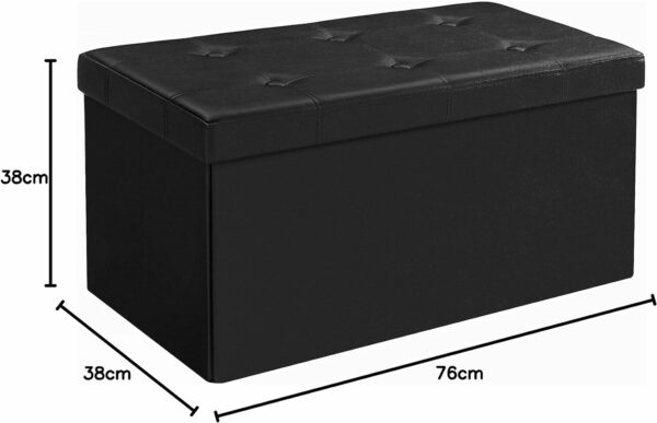 SONGMICS Taburet pliabil cu sezut moale, spatiu de depozitare 80litri, maxim 300kg, 76x38x38cm, negru - Image 10
