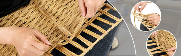 SONGMICS Cos de rufe stil ratan, cu captuseala detasabila lavabila, 90 litri, 46x33x60 cm, natural - Image 11