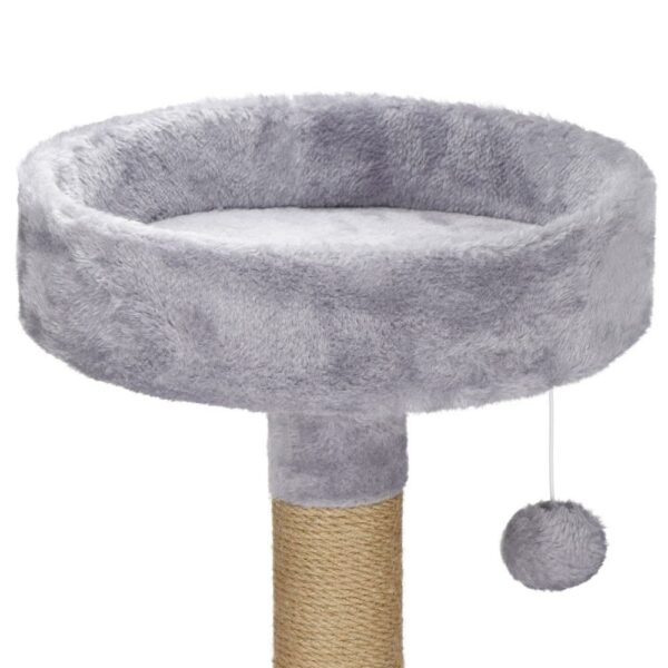 Játszókészlet macskáknak, kaparóhellyel, bújóhellyel, fekvéssel, labda, 124 cm, szürke - Image 11