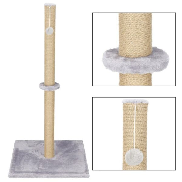 Ansamblu de joaca pentru pisici, cu loc pentru zgariat si sfoara, 103cm, gri - Image 10