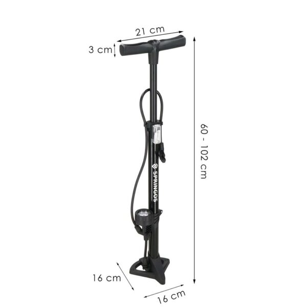 Kerékpárpumpa nyomásmérővel, golyók és felfújható tárgyak felfújásához szükséges tartozékok, 160PSI, alumínium, 60cm - Image 16