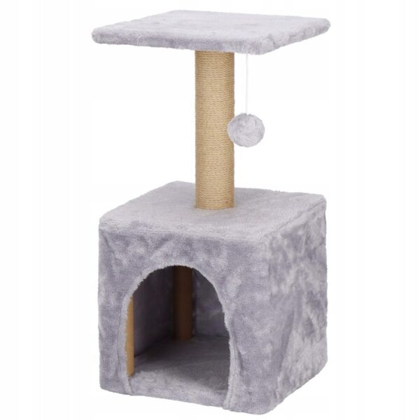 Ansamblu de joaca pentru pisici, cu loc pentru zgariat, ascuns, platforma, 62cm, gri