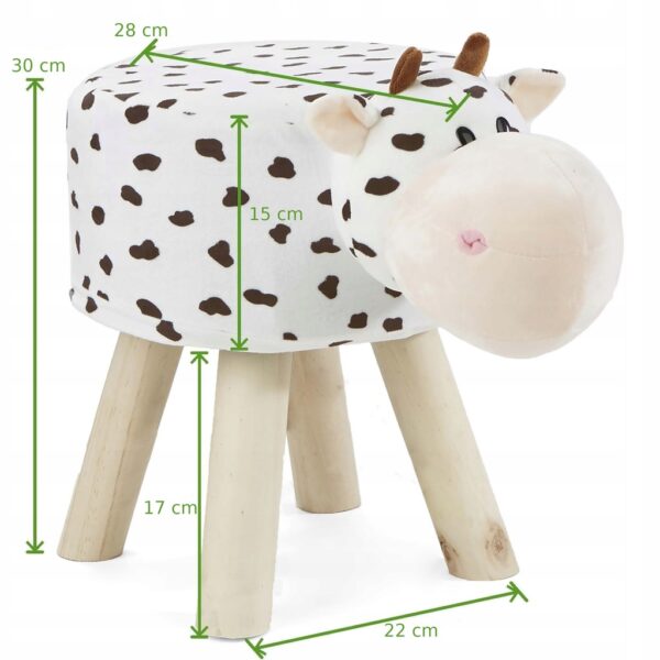 Taburet pentru copii, rotund 28x30cm, lavabil, model vacuta - Image 2