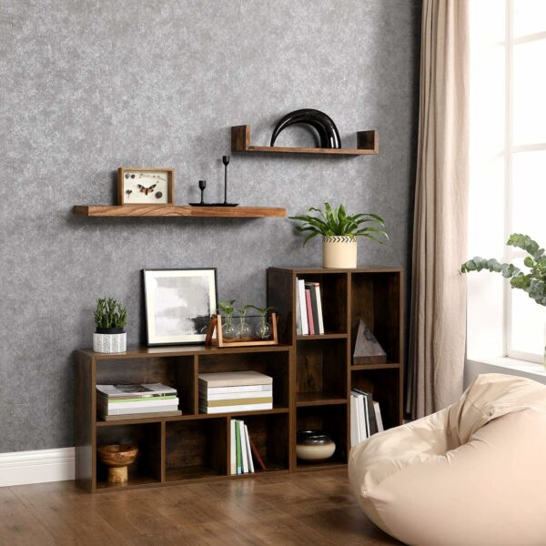 VASAGLE Biblioteca, raft cu 5 unitati de depozitare, pentru living, din lemn, 50x24x80cm, maro rustic - Image 2