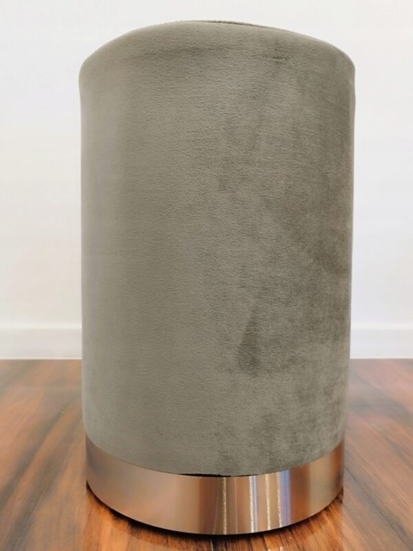Taburet rotund, tapitat cu stofa, sarcina 100kg, 28x42cm, gri - Image 3