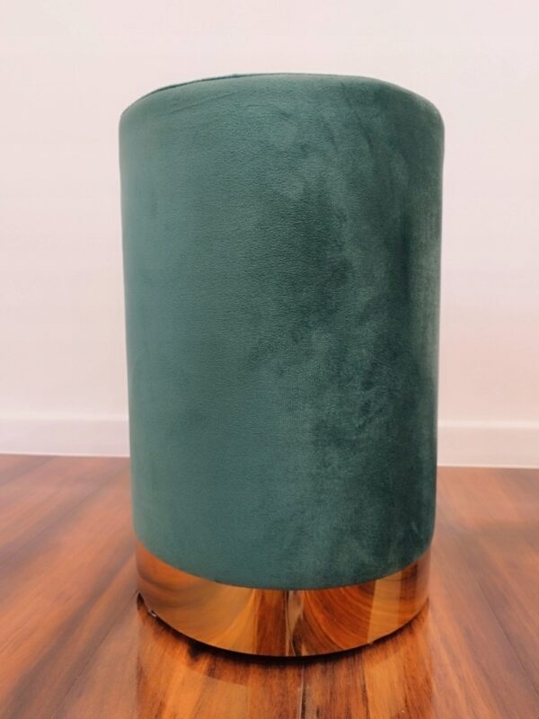 Taburet rotund, tapitat cu stofa, sarcina 100kg, 28x42cm, verde - Image 3