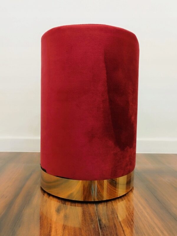 Taburet rotund, tapitat cu stofa, sarcina 100kg, 28x42cm, rosu - Image 3