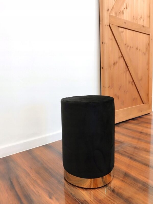 Taburet rotund, tapitat cu stofa, sarcina 100kg, 28x42cm, negru - Image 3