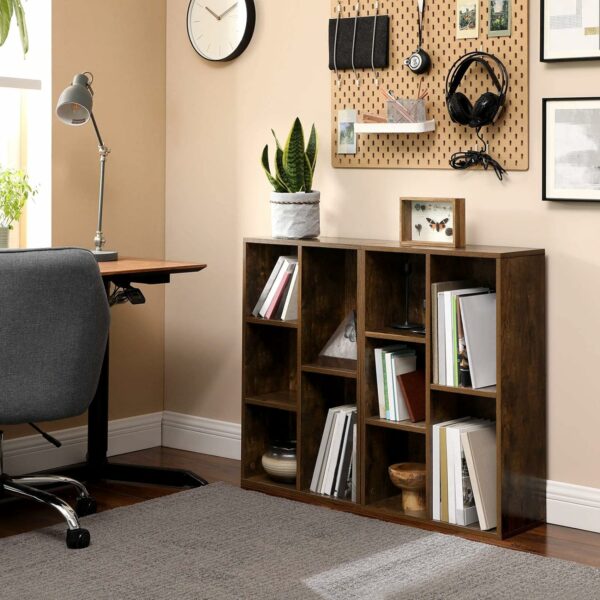 VASAGLE Biblioteca, raft cu 5 unitati de depozitare, pentru living, din lemn, 50x24x80cm, maro rustic - Image 3