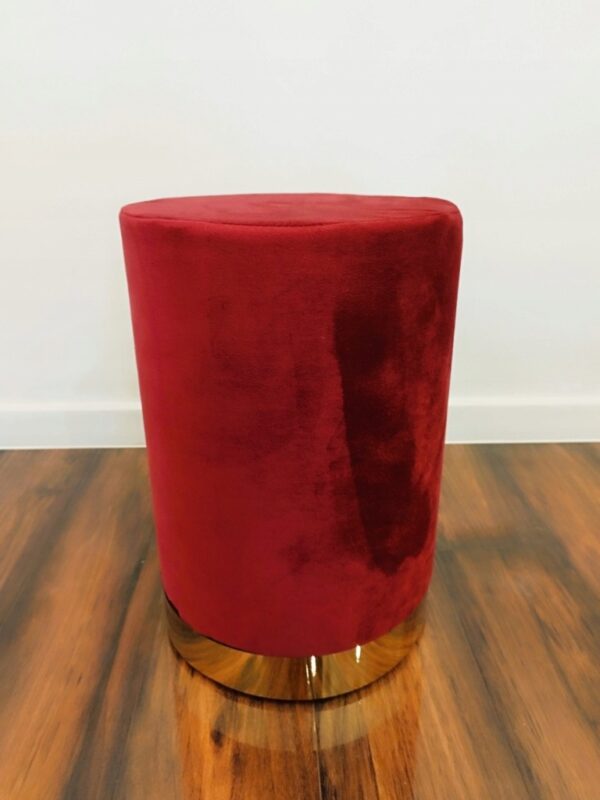 Taburet rotund, tapitat cu stofa, sarcina 100kg, 28x42cm, rosu - Image 4
