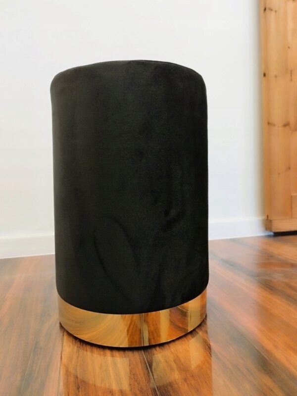 Taburet rotund, tapitat cu stofa, sarcina 100kg, 28x42cm, negru - Image 4