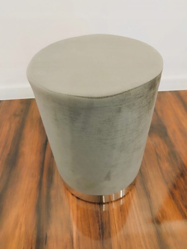 Taburet rotund, tapitat cu stofa, sarcina 100kg, 28x42cm, gri - Image 5