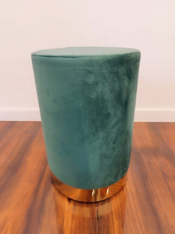 Taburet rotund, tapitat cu stofa, sarcina 100kg, 28x42cm, verde - Image 5