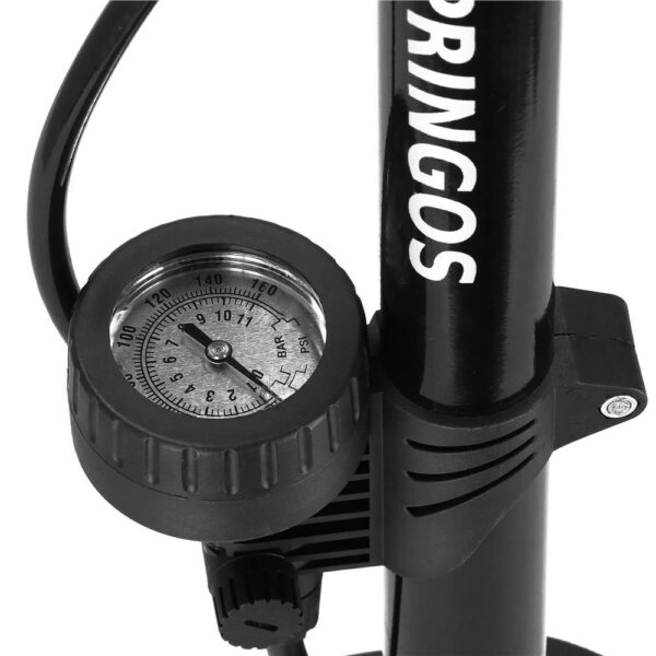 Kerékpárpumpa nyomásmérővel, golyók és felfújható tárgyak felfújásához szükséges tartozékok, 160PSI, alumínium, 60cm - Image 5