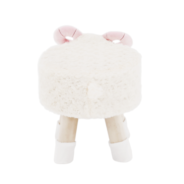 Taburet pentru copii, rotund 28x30cm, lavabil, model oita alba - Image 5