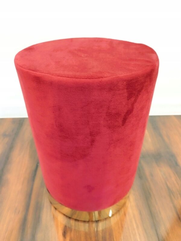 Taburet rotund, tapitat cu stofa, sarcina 100kg, 28x42cm, rosu - Image 5