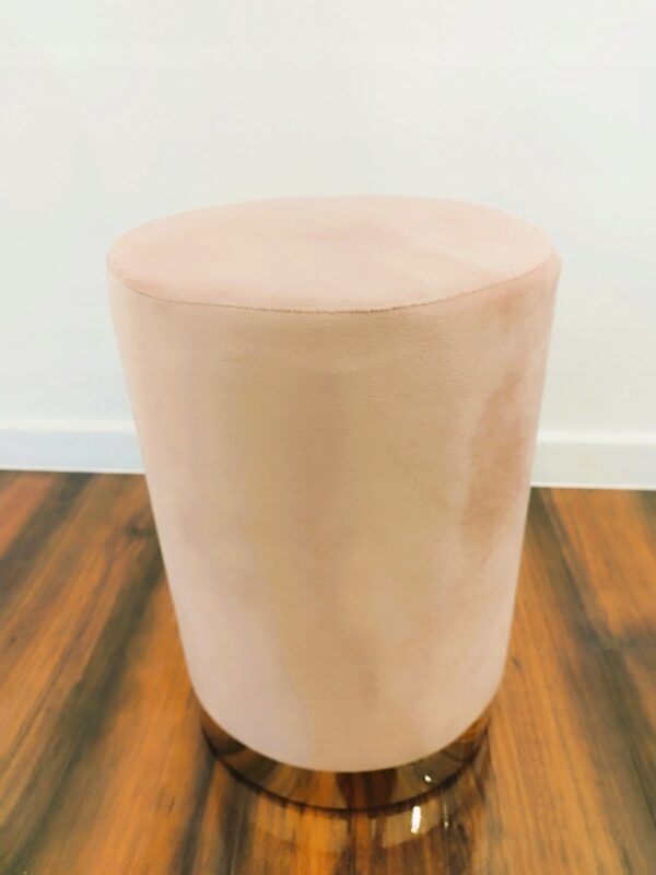 Taburet rotund, tapitat cu stofa, sarcina 100kg, 28x42cm, roz pal - Image 4