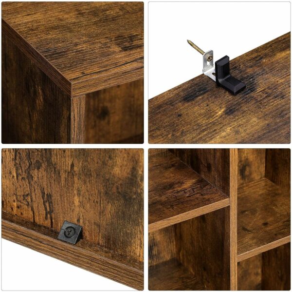 VASAGLE Biblioteca, raft cu 5 unitati de depozitare, pentru living, din lemn, 50x24x80cm, maro rustic - Image 5