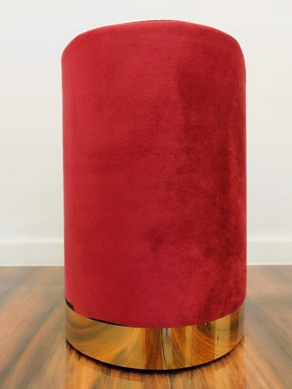 Taburet rotund, tapitat cu stofa, sarcina 100kg, 28x42cm, rosu - Image 6