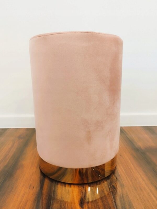 Taburet rotund, tapitat cu stofa, sarcina 100kg, 28x42cm, roz pal - Image 5