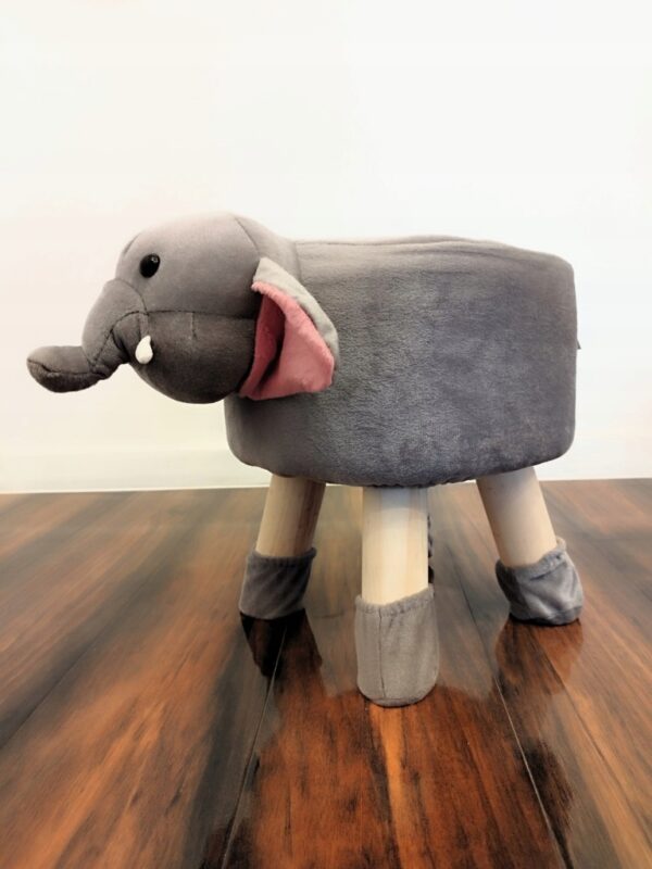 Taburet pentru copii, rotund 28x30cm, lavabil, model elefant - Image 3