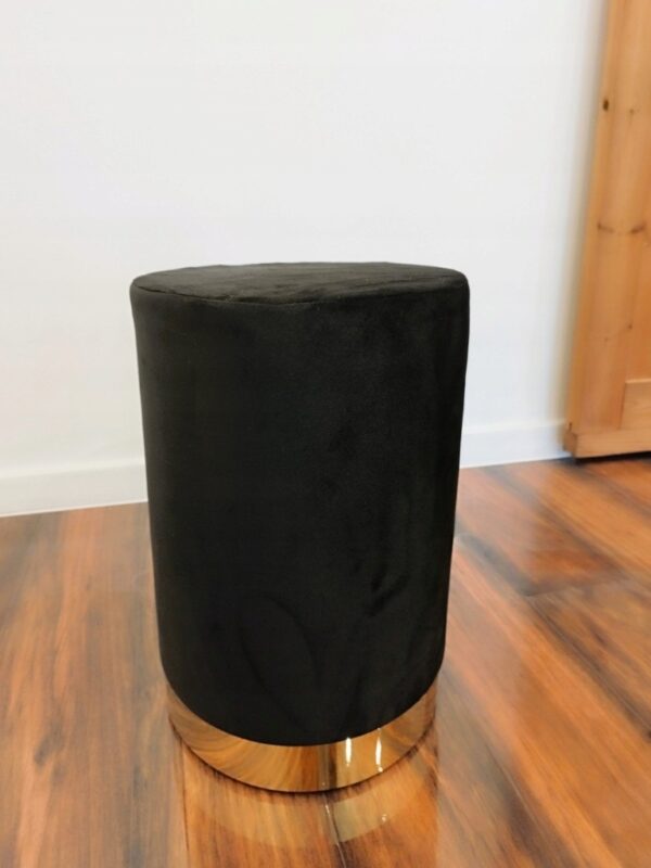 Taburet rotund, tapitat cu stofa, sarcina 100kg, 28x42cm, negru - Image 5