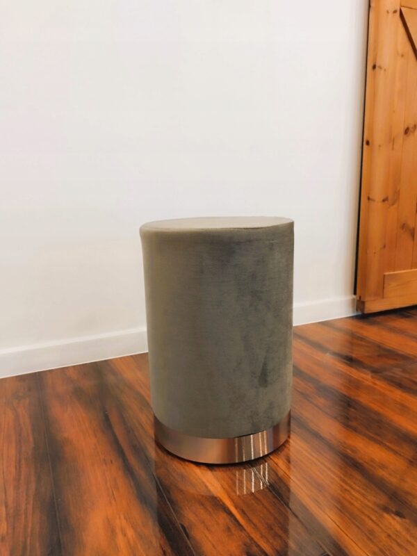 Taburet rotund, tapitat cu stofa, sarcina 100kg, 28x42cm, gri - Image 7