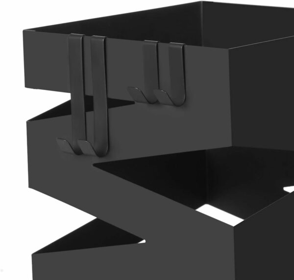 SONGMICS Fém esernyőtartó, akasztókkal és csepptálcával, 15x15x49cm, fekete - Image 6