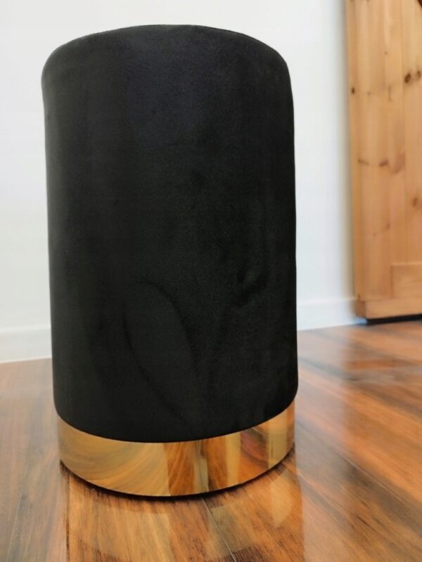 Taburet rotund, tapitat cu stofa, sarcina 100kg, 28x42cm, negru - Image 6