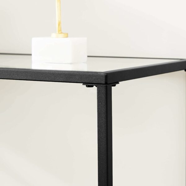 VASAGLE Masa de intrare, blat din sticla securizata, cadru din metal, pentru sufragerie, 100x35x80cm, negru - Image 7