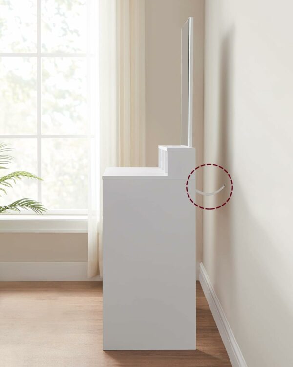 VASAGLE Fésülködő asztal tükörrel, 2 fiókkal és 3 nyitott rekesszel, 40x80x140cm, modern stílusú, fehér - Image 6