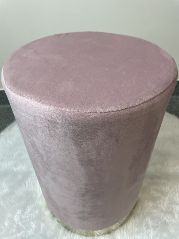 Taburet rotund, tapitat cu stofa, sarcina 100kg, 28x42cm, roz pal - Image 10