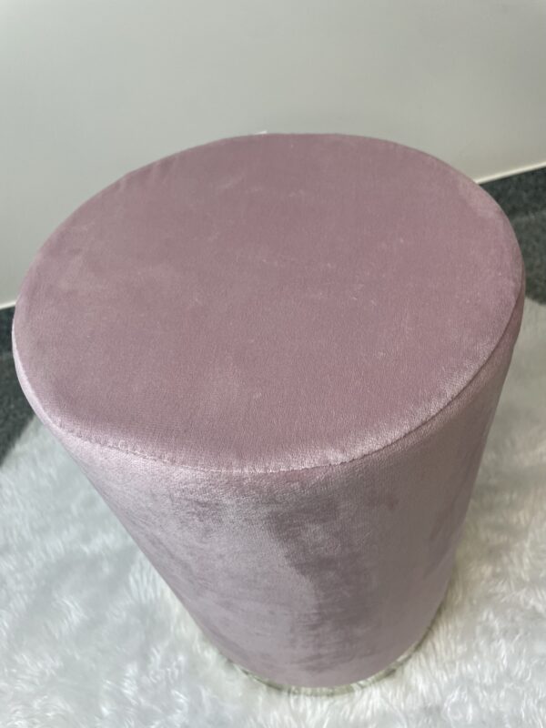 Taburet rotund, tapitat cu stofa, sarcina 100kg, 28x42cm, roz pal - Image 11